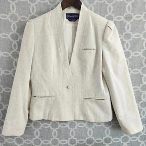 Vintage Dottie Wool Women's Blazer Size 7/8 Beige